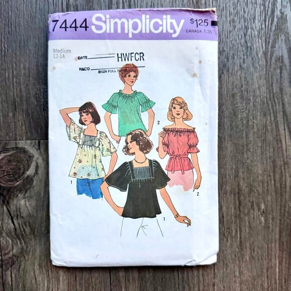 Vintage 1970s Simplicity 7444 Sewing Pattern Womens Size Sm Set of Tops COMPLETE - Picture 1 of 2